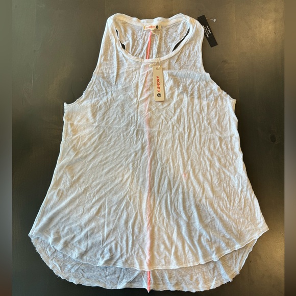 NWT Sundry White Orange Tank Top Size Large - Picture 1 of 3